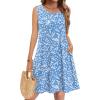 Zeagoo Summer Dresses for Women 2026 Sleeveless Casual Floral Tshirt Sundress with Pockets Loose Tank Beach Dress(02-blue Floral)