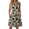 Zeagoo Summer Dresses for Women 2026 Sleeveless Casual Floral Tshirt Sundress with Pockets Loose Tank Beach Dress(Beige Black Print)