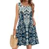 Zeagoo Summer Dresses for Women 2026 Sleeveless Casual Floral Tshirt Sundress with Pockets Loose Tank Beach Dress(Blue Boho Print)