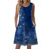 Zeagoo Summer Dresses for Women 2026 Sleeveless Casual Floral Tshirt Sundress with Pockets Loose Tank Beach Dress(Blue Ethnic)