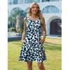 Zeagoo Summer Dresses for Women 2026 Sleeveless Casual Floral Tshirt Sundress with Pockets Loose Tank Beach Dress(Blue Leaf Print)