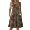 Zeagoo Summer Dresses for Women 2026 Sleeveless Casual Floral Tshirt Sundress with Pockets Loose Tank Beach Dress(Ethnic Print)