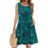 Zeagoo Summer Dresses for Women 2026 Sleeveless Casual Floral Tshirt Sundress with Pockets Loose Tank Beach Dress(Green Print)