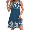 Zeagoo Summer Dresses for Women 2026 Sleeveless Casual Floral Tshirt Sundress with Pockets Loose Tank Beach Dress(Navy Blue Print)
