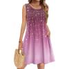 Zeagoo Summer Dresses for Women 2026 Sleeveless Casual Floral Tshirt Sundress with Pockets Loose Tank Beach Dress(Purple Print)