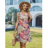 Zeagoo Summer Dresses for Women 2026 Sleeveless Casual Floral Tshirt Sundress with Pockets Loose Tank Beach Dress(Purple-red)