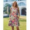 Zeagoo Summer Dresses for Women 2026 Sleeveless Casual Floral Tshirt Sundress with Pockets Loose Tank Beach Dress(Purple-red)