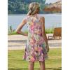 Zeagoo Summer Dresses for Women 2026 Sleeveless Casual Floral Tshirt Sundress with Pockets Loose Tank Beach Dress(Purple-red)