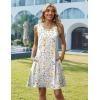 Zeagoo Summer Dresses for Women 2026 Sleeveless Casual Floral Tshirt Sundress with Pockets Loose Tank Beach Dress(White Floral)