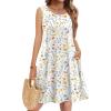 Zeagoo Summer Dresses for Women 2026 Sleeveless Casual Floral Tshirt Sundress with Pockets Loose Tank Beach Dress(White Floral)