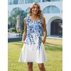 Zeagoo Summer Dresses for Women 2026 Sleeveless Casual Floral Tshirt Sundress with Pockets Loose Tank Beach Dress(White Leaf Print)