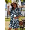 Zeagoo Summer Dresses for Women 2026 V Neck Ruffle Sleeve Casual Shift Dress Hawaiian Sundress Beach Vacation Clothes(Blue Leaves)