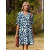 Zeagoo Summer Dresses for Women 2026 V Neck Ruffle Sleeve Casual Shift Dress Hawaiian Sundress Beach Vacation Clothes(Blue Leaves)