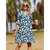 Zeagoo Summer Dresses for Women 2026 V Neck Ruffle Sleeve Casual Shift Dress Hawaiian Sundress Beach Vacation Clothes(Blue Leaves)