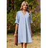 Zeagoo Summer Dresses for Women 2026 V Neck Ruffle Sleeve Casual Shift Dress Hawaiian Sundress Beach Vacation Clothes(Blue and White Stripes)