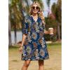 Zeagoo Summer Dresses for Women 2026 V Neck Ruffle Sleeve Casual Shift Dress Hawaiian Sundress Beach Vacation Clothes(Deep Blue Ethnic Floral)