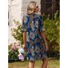 Zeagoo Summer Dresses for Women 2026 V Neck Ruffle Sleeve Casual Shift Dress Hawaiian Sundress Beach Vacation Clothes(Deep Blue Ethnic Floral)