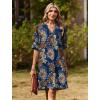Zeagoo Summer Dresses for Women 2026 V Neck Ruffle Sleeve Casual Shift Dress Hawaiian Sundress Beach Vacation Clothes(Deep Blue Ethnic Floral)