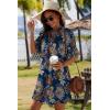 Zeagoo Summer Dresses for Women 2026 V Neck Ruffle Sleeve Casual Shift Dress Hawaiian Sundress Beach Vacation Clothes(Deep Blue Ethnic Floral)