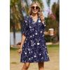 Zeagoo Summer Dresses for Women 2026 V Neck Ruffle Sleeve Casual Shift Dress Hawaiian Sundress Beach Vacation Clothes(Deep Blue Floral)