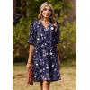 Zeagoo Summer Dresses for Women 2026 V Neck Ruffle Sleeve Casual Shift Dress Hawaiian Sundress Beach Vacation Clothes(Deep Blue Floral)