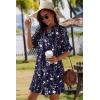 Zeagoo Summer Dresses for Women 2026 V Neck Ruffle Sleeve Casual Shift Dress Hawaiian Sundress Beach Vacation Clothes(Deep Blue Floral)