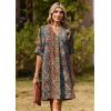 Zeagoo Summer Dresses for Women 2026 V Neck Ruffle Sleeve Casual Shift Dress Hawaiian Sundress Beach Vacation Clothes(Ethnic Style)