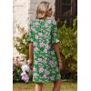 Zeagoo Summer Dresses for Women 2026 V Neck Ruffle Sleeve Casual Shift Dress Hawaiian Sundress Beach Vacation Clothes(Green Floral)
