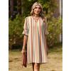 Zeagoo Summer Dresses for Women 2026 V Neck Ruffle Sleeve Casual Shift Dress Hawaiian Sundress Beach Vacation Clothes(Khaki Vertical Stripes)