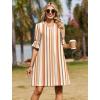 Zeagoo Summer Dresses for Women 2026 V Neck Ruffle Sleeve Casual Shift Dress Hawaiian Sundress Beach Vacation Clothes(Khaki Vertical Stripes)