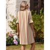 Zeagoo Summer Dresses for Women 2026 V Neck Ruffle Sleeve Casual Shift Dress Hawaiian Sundress Beach Vacation Clothes(Khaki Vertical Stripes)