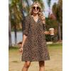 Zeagoo Summer Dresses for Women 2026 V Neck Ruffle Sleeve Casual Shift Dress Hawaiian Sundress Beach Vacation Clothes(Leopard Print)