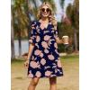 Zeagoo Summer Dresses for Women 2026 V Neck Ruffle Sleeve Casual Shift Dress Hawaiian Sundress Beach Vacation Clothes(Navy Blue – Pink Flowers)