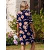 Zeagoo Summer Dresses for Women 2026 V Neck Ruffle Sleeve Casual Shift Dress Hawaiian Sundress Beach Vacation Clothes(Navy Blue – Pink Flowers)