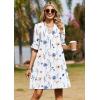 Zeagoo Summer Dresses for Women 2026 V Neck Ruffle Sleeve Casual Shift Dress Hawaiian Sundress Beach Vacation Clothes(White Floral)