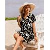Zeagoo Summer Dresses for Women Short Sleeve Shift Dress V Neck Casual Mini Beach Vacation Boho Sundress with Pockets(Abstract Brush)