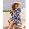 Zeagoo Summer Dresses for Women Short Sleeve Shift Dress V Neck Casual Mini Beach Vacation Boho Sundress with Pockets(A-navy Floral)