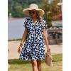 Zeagoo Summer Dresses for Women Short Sleeve Shift Dress V Neck Casual Mini Beach Vacation Boho Sundress with Pockets(A-navy Floral)