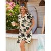 Zeagoo Summer Dresses for Women Short Sleeve Shift Dress V Neck Casual Mini Beach Vacation Boho Sundress with Pockets(Beige Floral)