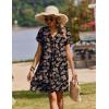 Zeagoo Summer Dresses for Women Short Sleeve Shift Dress V Neck Casual Mini Beach Vacation Boho Sundress with Pockets(Black Floral)