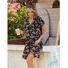 Zeagoo Summer Dresses for Women Short Sleeve Shift Dress V Neck Casual Mini Beach Vacation Boho Sundress with Pockets(Black Floral)