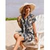 Zeagoo Summer Dresses for Women Short Sleeve Shift Dress V Neck Casual Mini Beach Vacation Boho Sundress with Pockets(Blue Tie Dye)