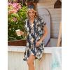 Zeagoo Summer Dresses for Women Short Sleeve Shift Dress V Neck Casual Mini Beach Vacation Boho Sundress with Pockets(Blue Tie Dye)