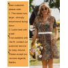 Zeagoo Summer Dresses for Women Short Sleeve Shift Dress V Neck Casual Mini Beach Vacation Boho Sundress with Pockets(Brown Floral)