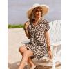 Zeagoo Summer Dresses for Women Short Sleeve Shift Dress V Neck Casual Mini Beach Vacation Boho Sundress with Pockets(Brown Leopard)