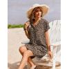 Zeagoo Summer Dresses for Women Short Sleeve Shift Dress V Neck Casual Mini Beach Vacation Boho Sundress with Pockets(Brown Leopard An136)