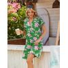 Zeagoo Summer Dresses for Women Short Sleeve Shift Dress V Neck Casual Mini Beach Vacation Boho Sundress with Pockets(Green Floral)