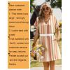 Zeagoo Summer Dresses for Women Short Sleeve Shift Dress V Neck Casual Mini Beach Vacation Boho Sundress with Pockets(Khaki Stripe)
