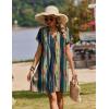 Zeagoo Summer Dresses for Women Short Sleeve Shift Dress V Neck Casual Mini Beach Vacation Boho Sundress with Pockets(Khaki Tie Dye)