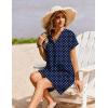Zeagoo Summer Dresses for Women Short Sleeve Shift Dress V Neck Casual Mini Beach Vacation Boho Sundress with Pockets(Navy Dot)